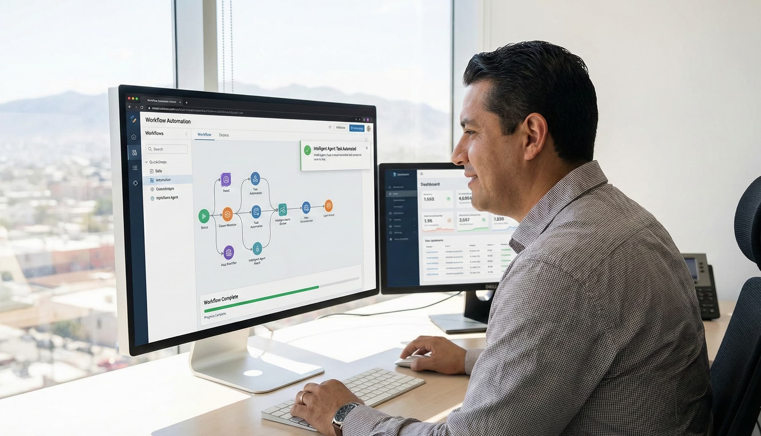Flujo de trabajo automatizado con un agente de IA en el centro